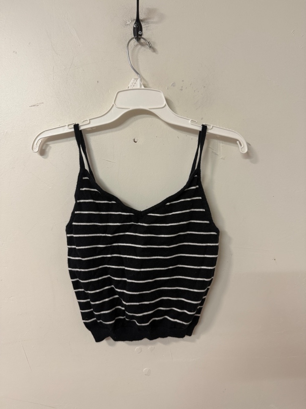 Forever 21 Black and White Striped Knit Cami Y2K